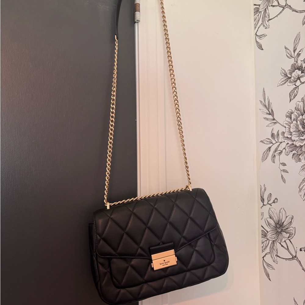 Black Quilted Chain Shoulder Bag - Kate Spade